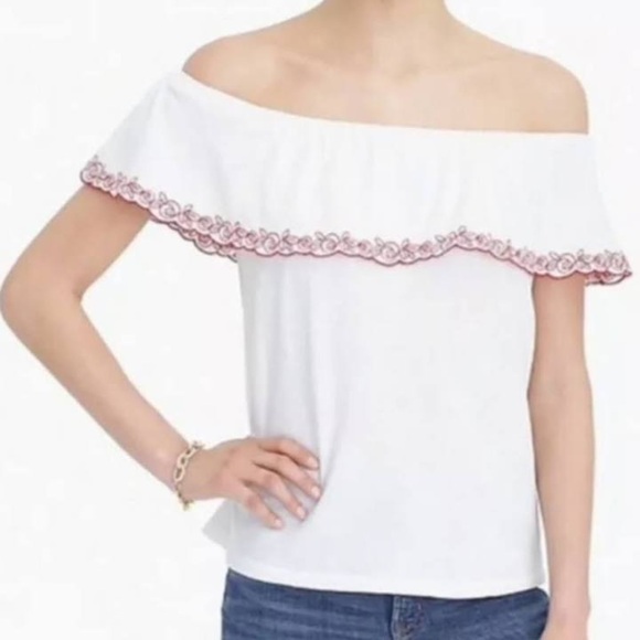 J. Crew Rose Off The Shoulder Embroidered Top XXL- NWT - Picture 1 of 9